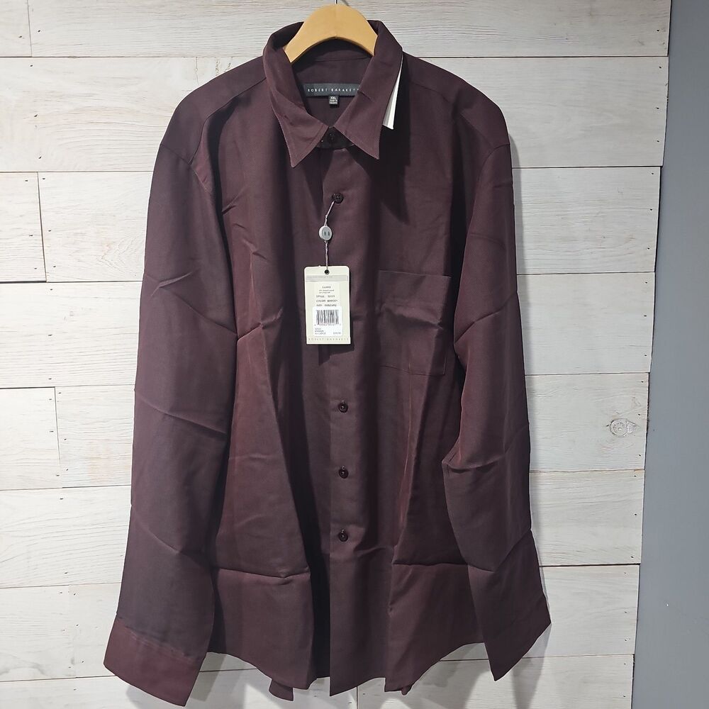 Robert Barakett Loano Shirt Men XX-Large Maroon Tencel Blend Button Up 32333